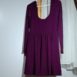 FREE PEOPLE Purple Scoop Neck Long Sleeve Sundress